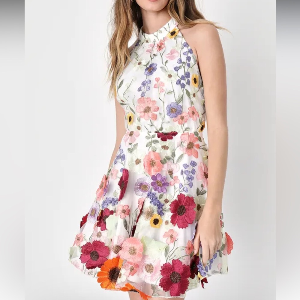 Floral appliqué dress